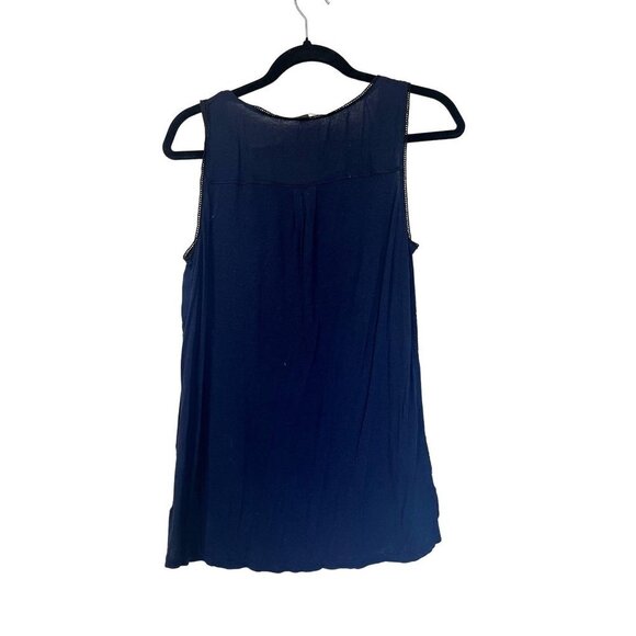 Loft Sleeveless Navy Blue & Black Lace Blouse M - Picture 5 of 7